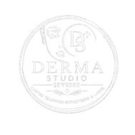 Logo Derma Studio Seysses : visage féminin, centre technico-esthétique et laser, typographie élégante en cercle.